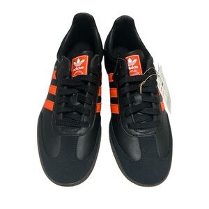 Adidas Samba OG Men's Black Sneakers with Orange Stripes Size 9.5 (NWT)